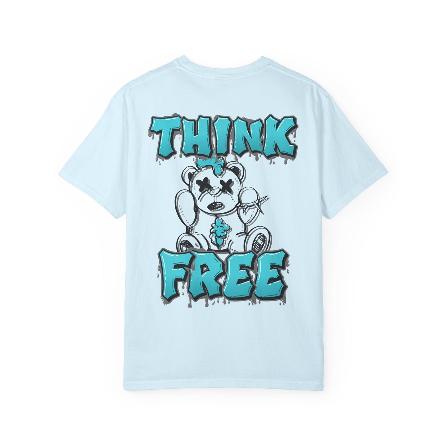 Think Free Graphic T-Shirt — Teddy Bear Street Art Design