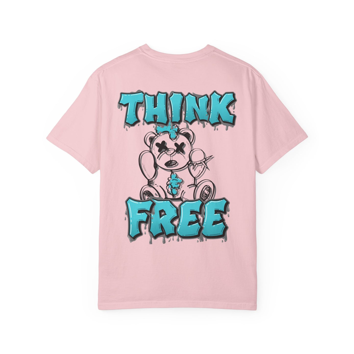 Think Free Graphic T-Shirt — Teddy Bear Street Art Design