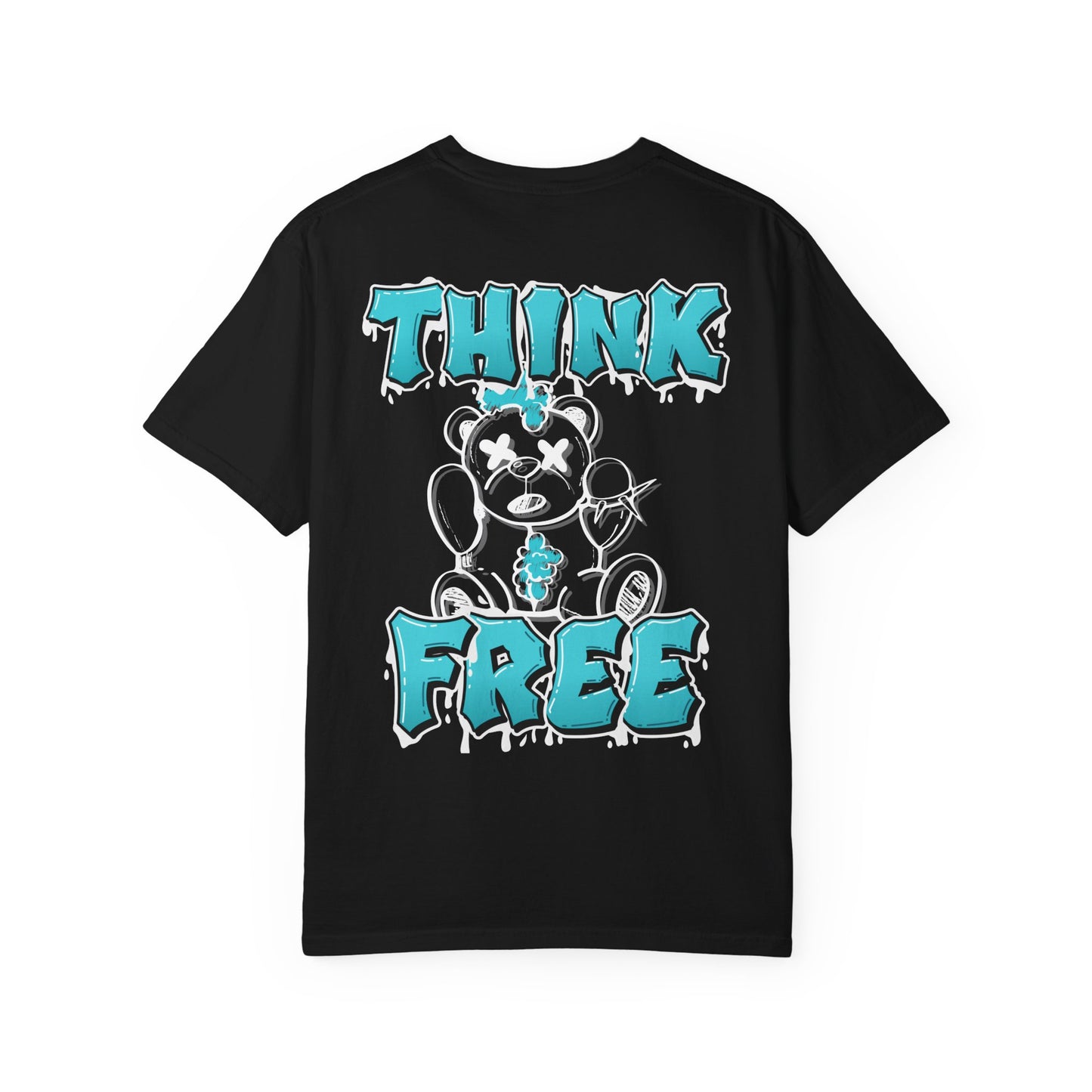 Think Free Graphic T-Shirt — Teddy Bear Street Art Design